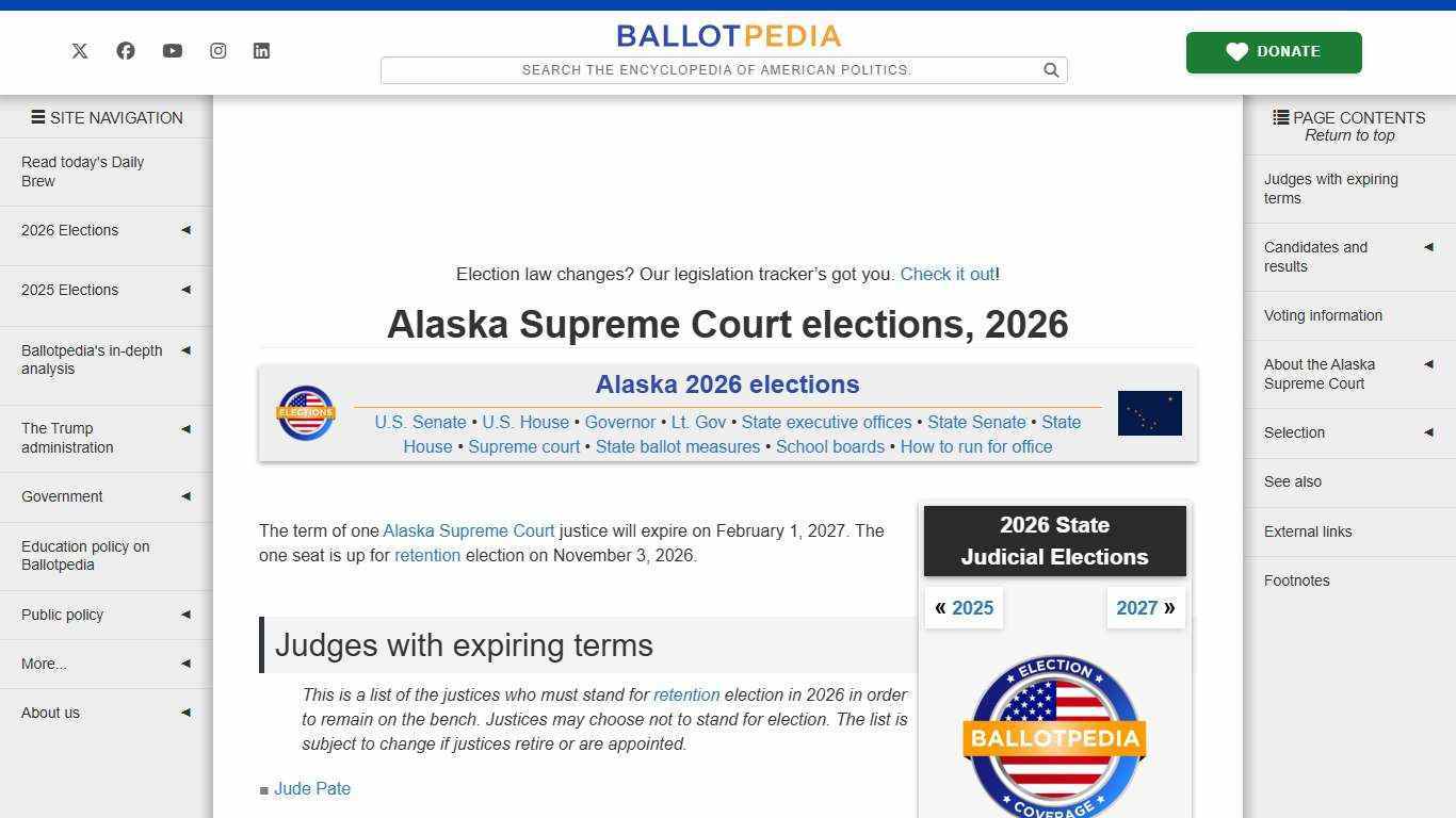 Alaska Supreme Court elections, 2026 - Ballotpedia